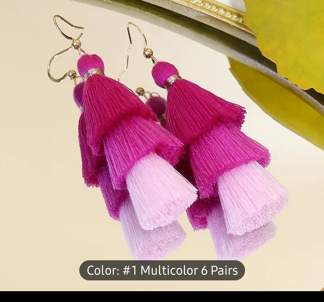 Womens Dazzling Cone Tassel Dangle Earrings