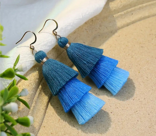 Womens Dazzling Cone Tassel Dangle Earrings