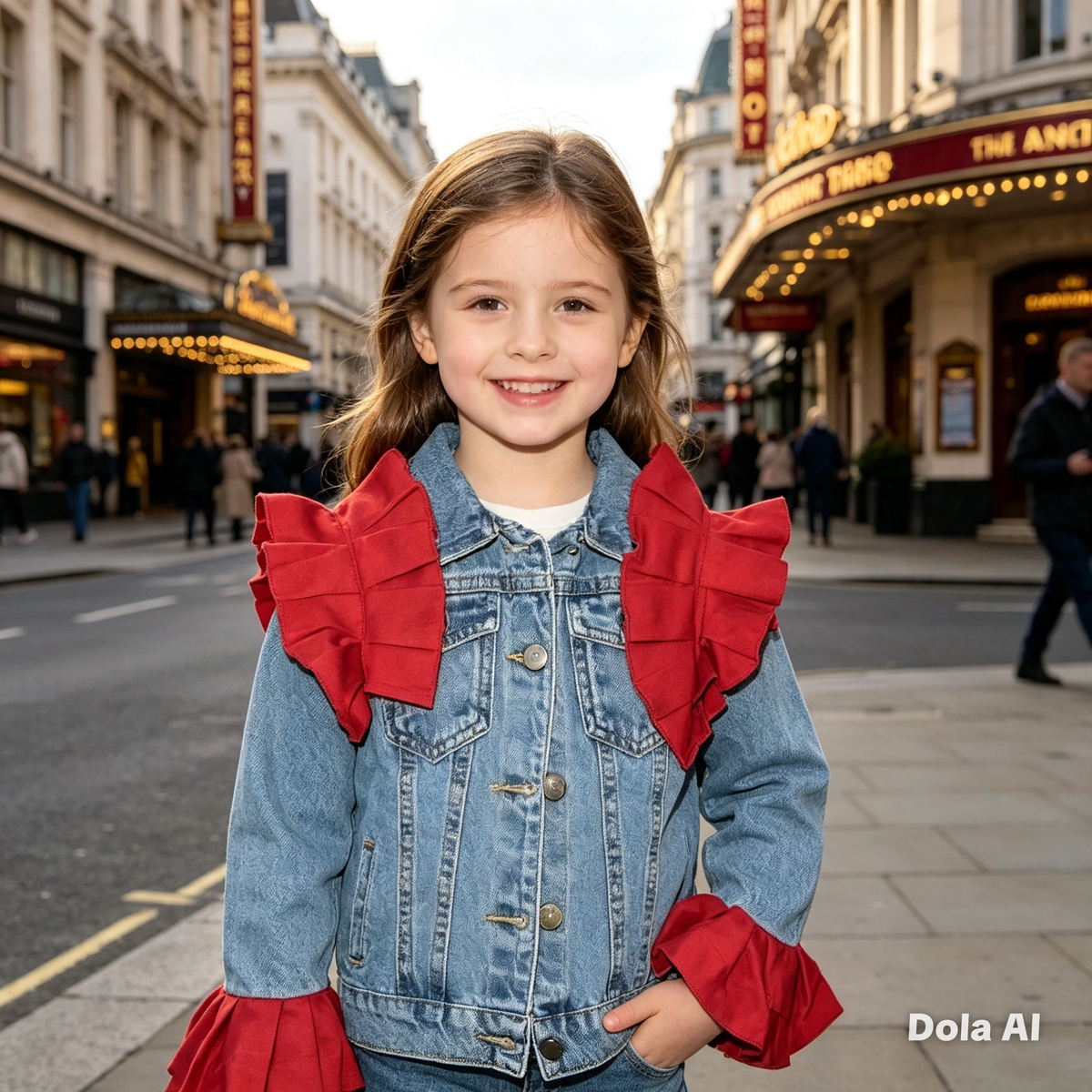 Girl's Denim Red Frill Jacket- Ages 2 to 15 Years
