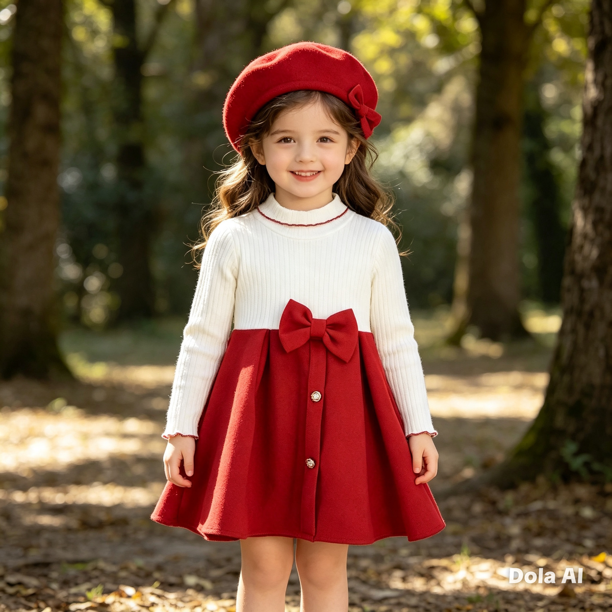 Girl's Dress With Hat Red
