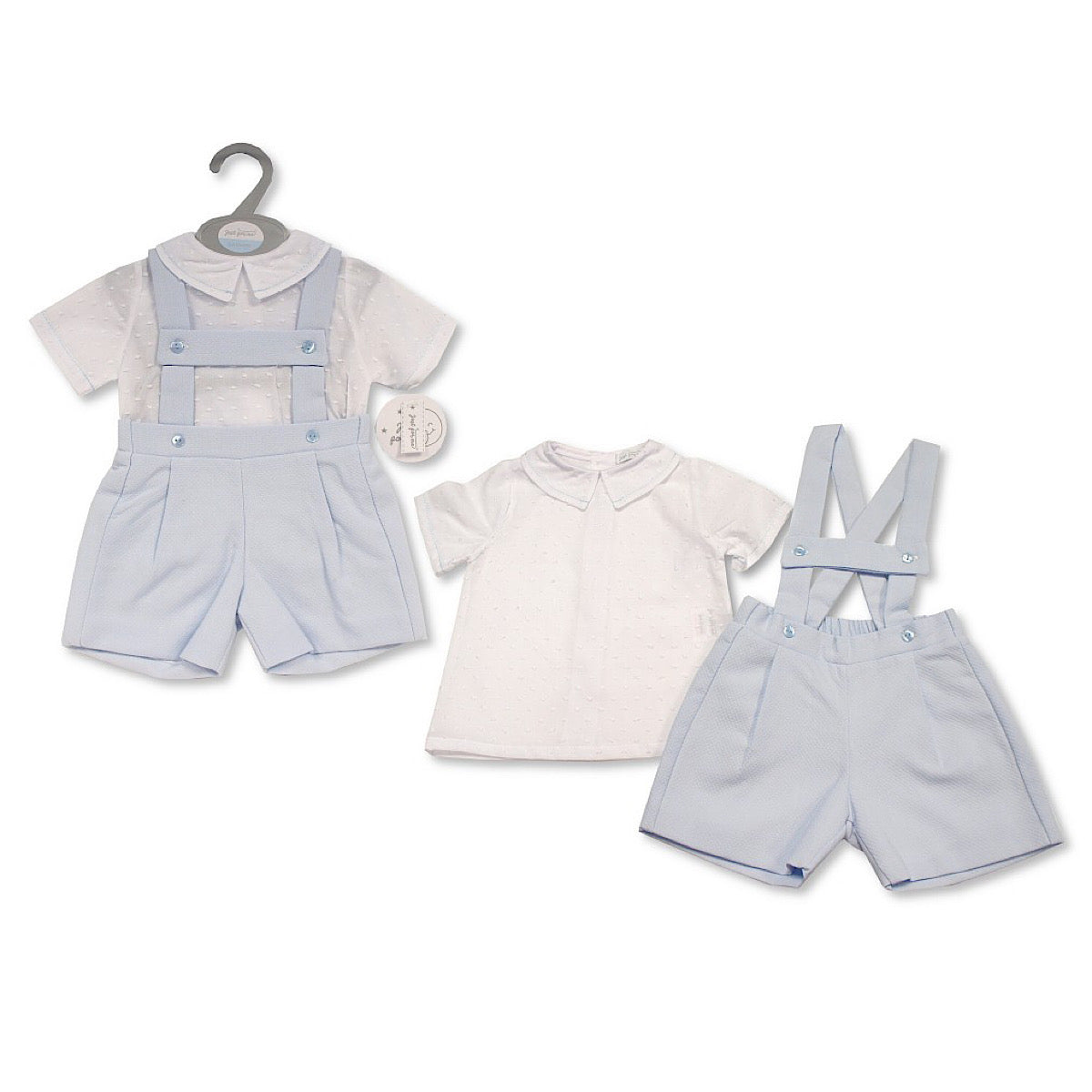 Baby Boy's Ivory & Baby Blue 2PC Lederhosen Set- 12 to 24 months