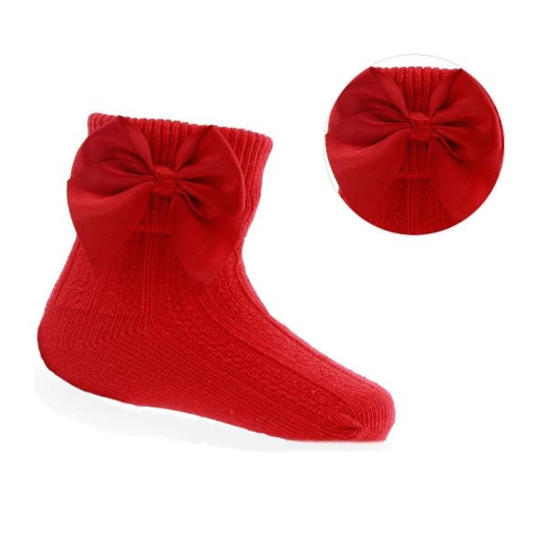 Girls Bow Ankle Socks (0-24 Months)- Baby Blue- Baby Pink- White- Red