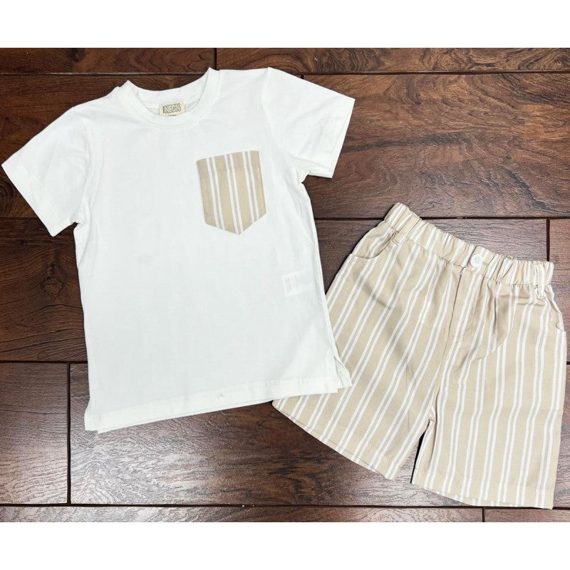 Boys Shorts And T-Shirt Set- Beige