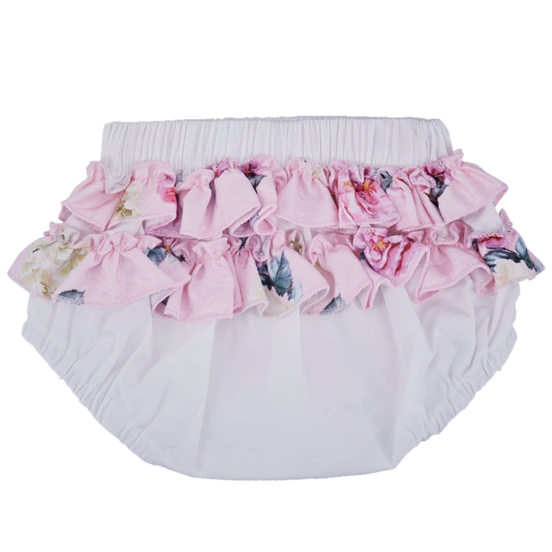 Girl's Baby Pink Floral Frill 2PC Dress Set- Age 0-24 Months
