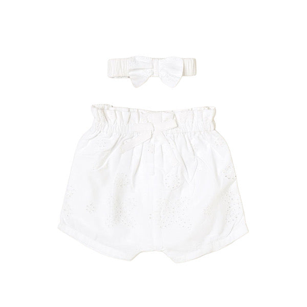 Girls 3pc Broderie Anglaise Short Set- 0 to 12 Months