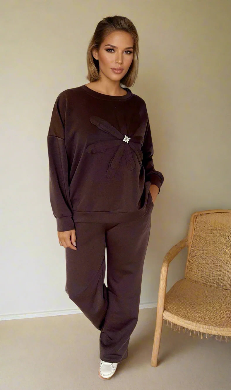 Women's Penny flower scuba lounge set