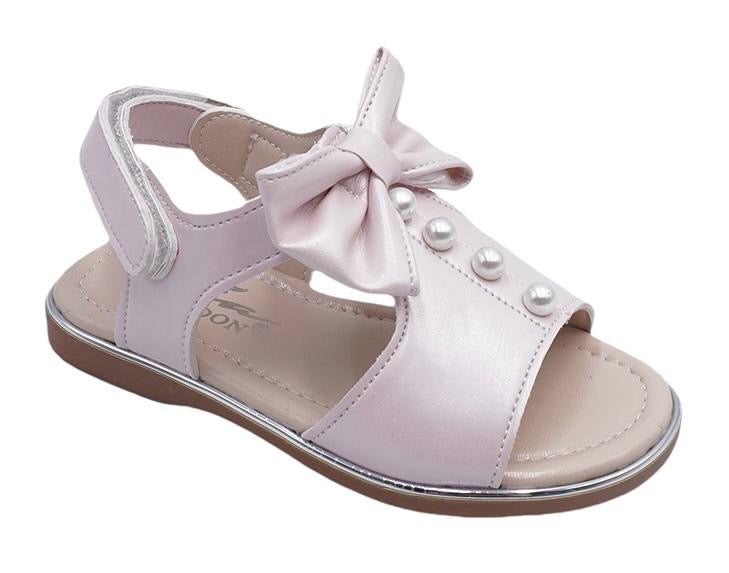 Girl's Pink Ankle Strap Beaded Embellished Bow Sandals- Sizes 20-25 EU