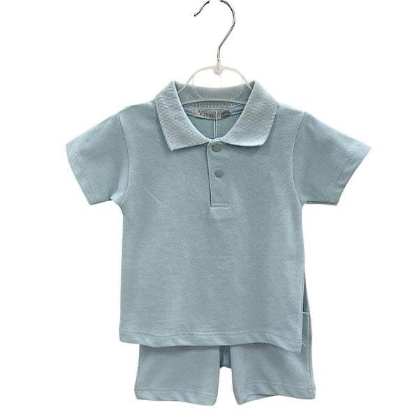 Boys Classic Polo Shirt and Short Set 6-24 Months Sky Blue