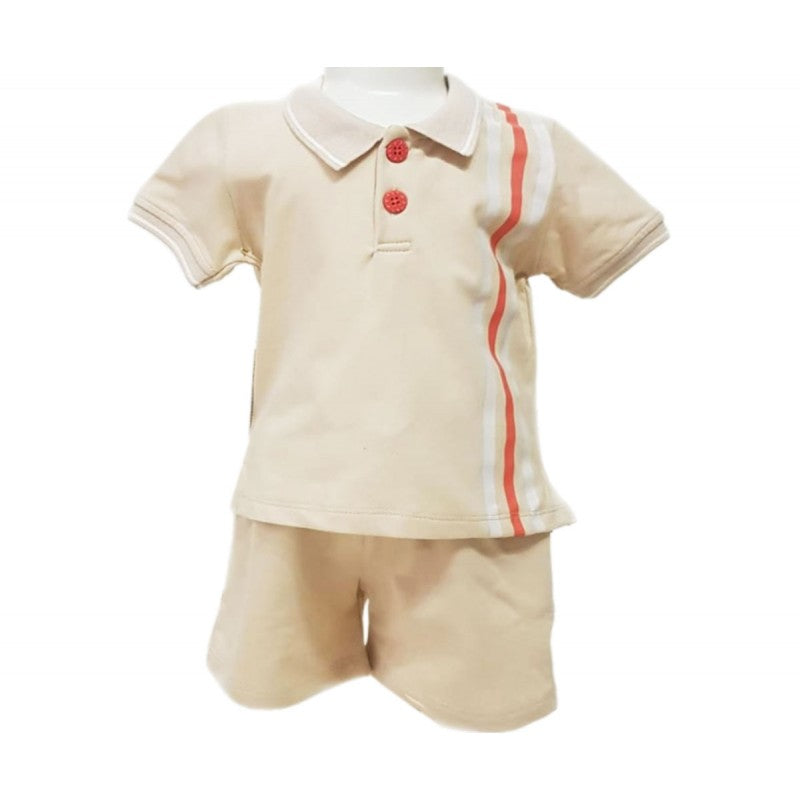 Boy's Polo T-Shirt & Shorts Set- Sky Blue or Beige- Ages 1 to 8 Years