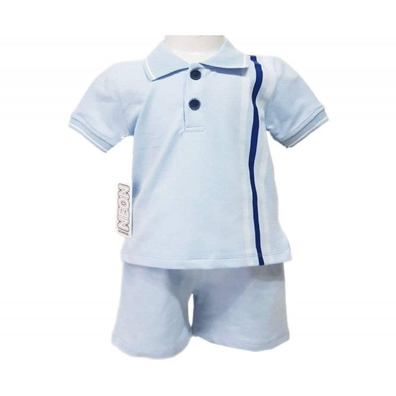 Boy's Polo T-Shirt & Shorts Set- Sky Blue or Beige- Ages 1 to 8 Years