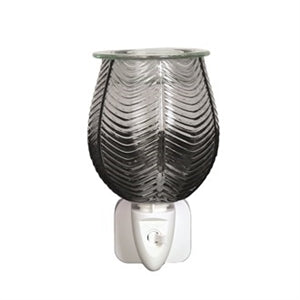 Aroma 15W Ribbed Glass Electric Plugin Aroma Wax / Oil Lamp Grey Lustre 12cm