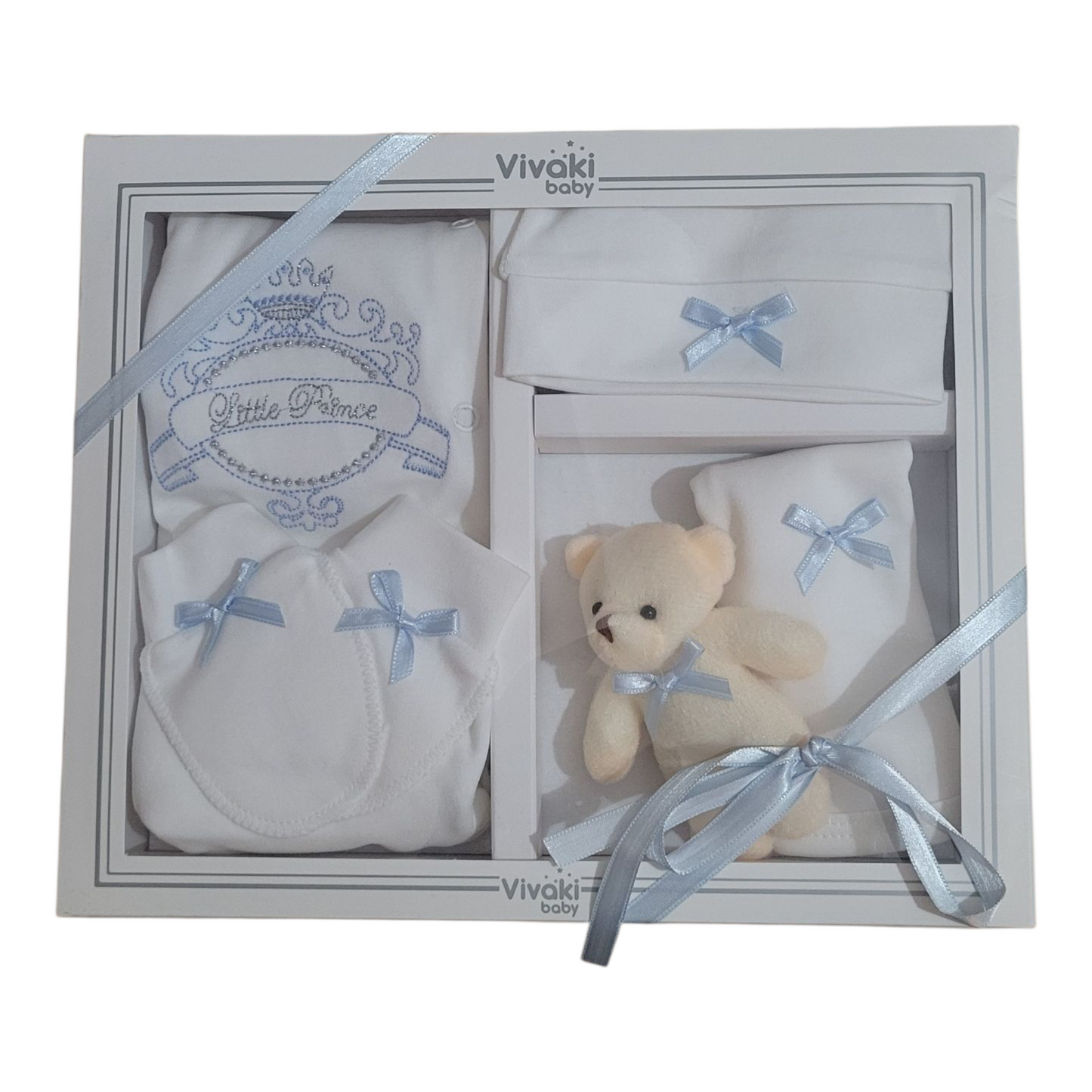 Baby Boy 5pc Infant Gift Set Boxed Ivory White 3-6 Months