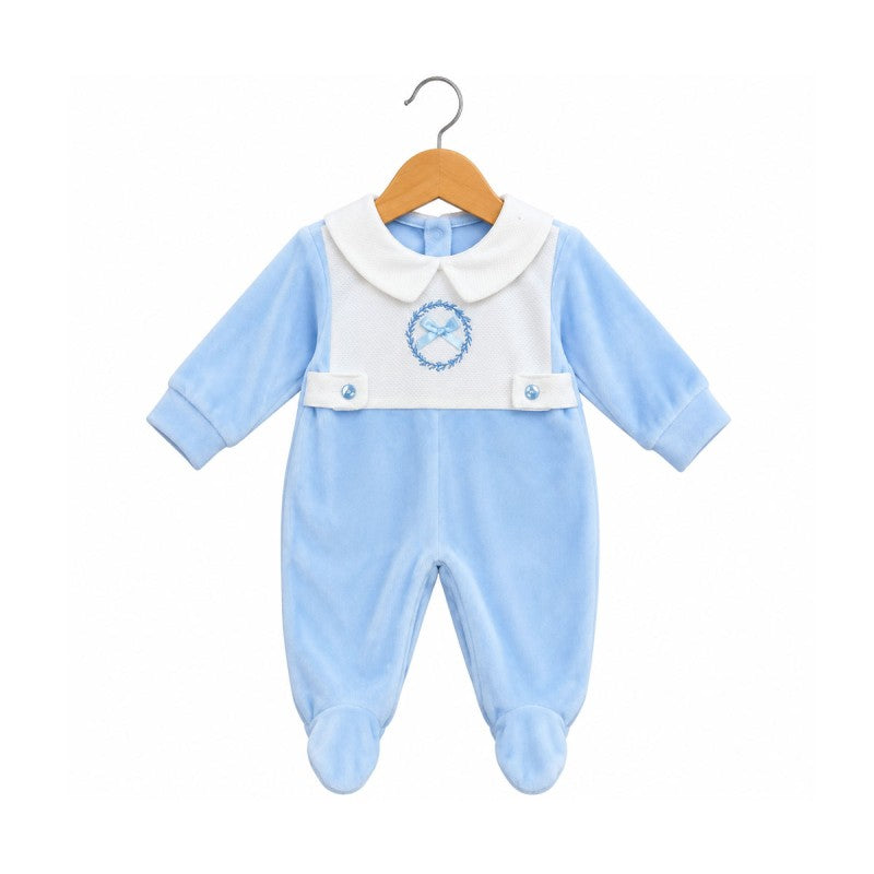 Baby Grow With Circle & Bow Motif blue
