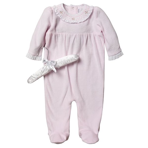 Baby Pink Embroidered Floral Romper Sleep suit 0-9M