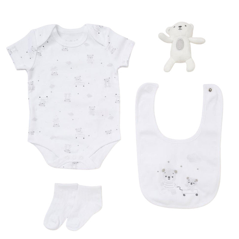 Baby Boy or Girl 4pc Teddy Box Gift Set