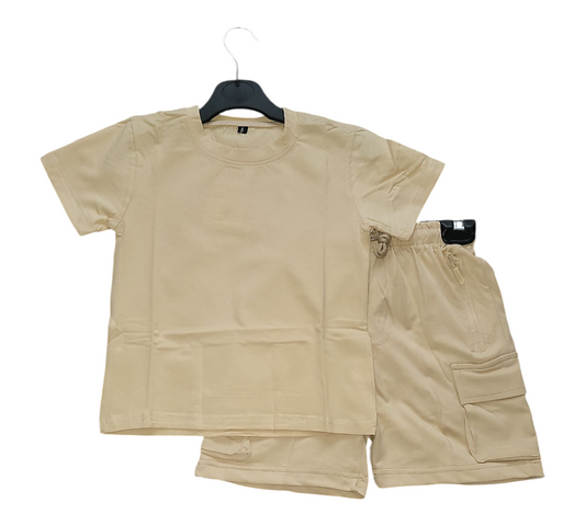Boy's Cargo Shorts And T-Shirt Set- Various Colours