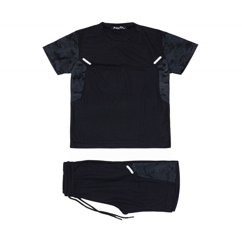 Boys T-Shirt And Shorts Set- Black