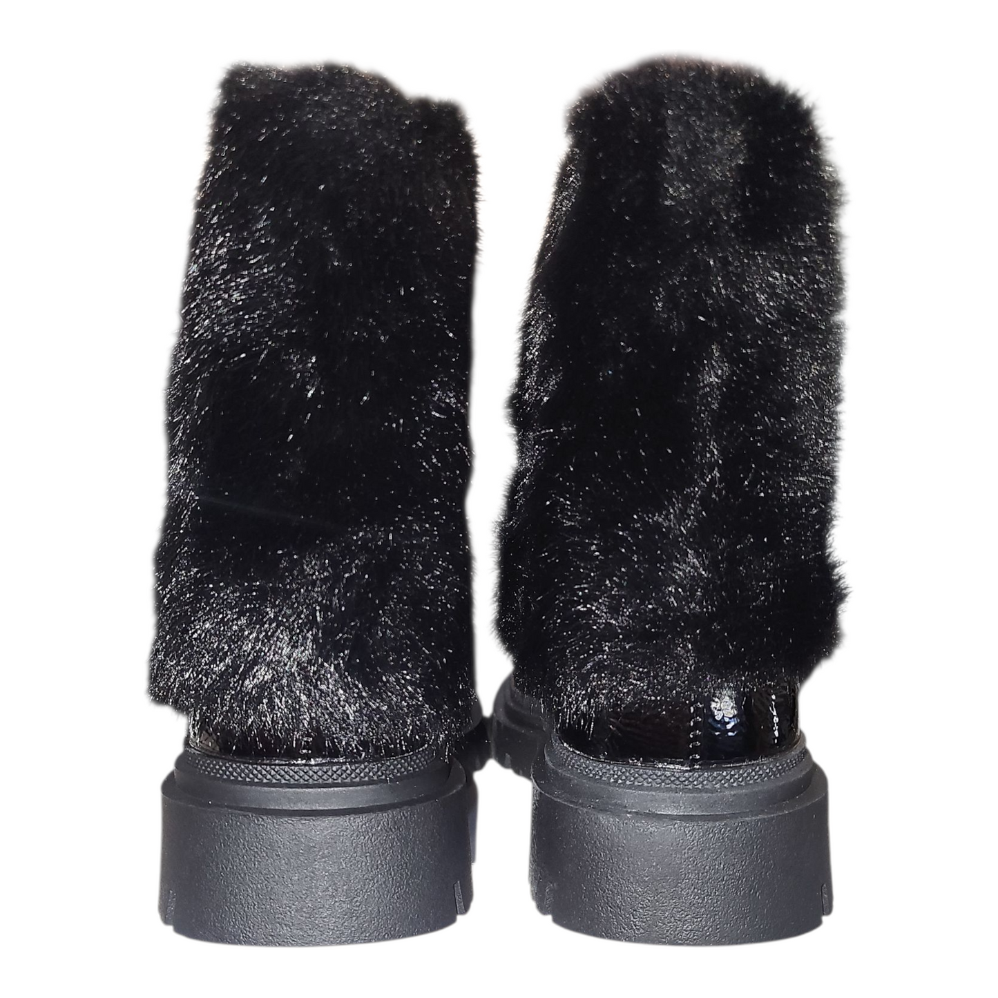 Black Shiny Fur Look Boots- Charlie's Fashions
