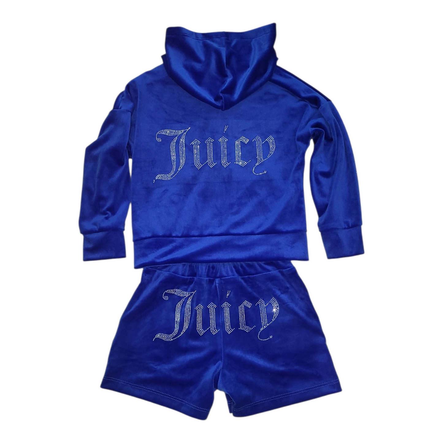 Blue Juicy velour jacket and shorts set