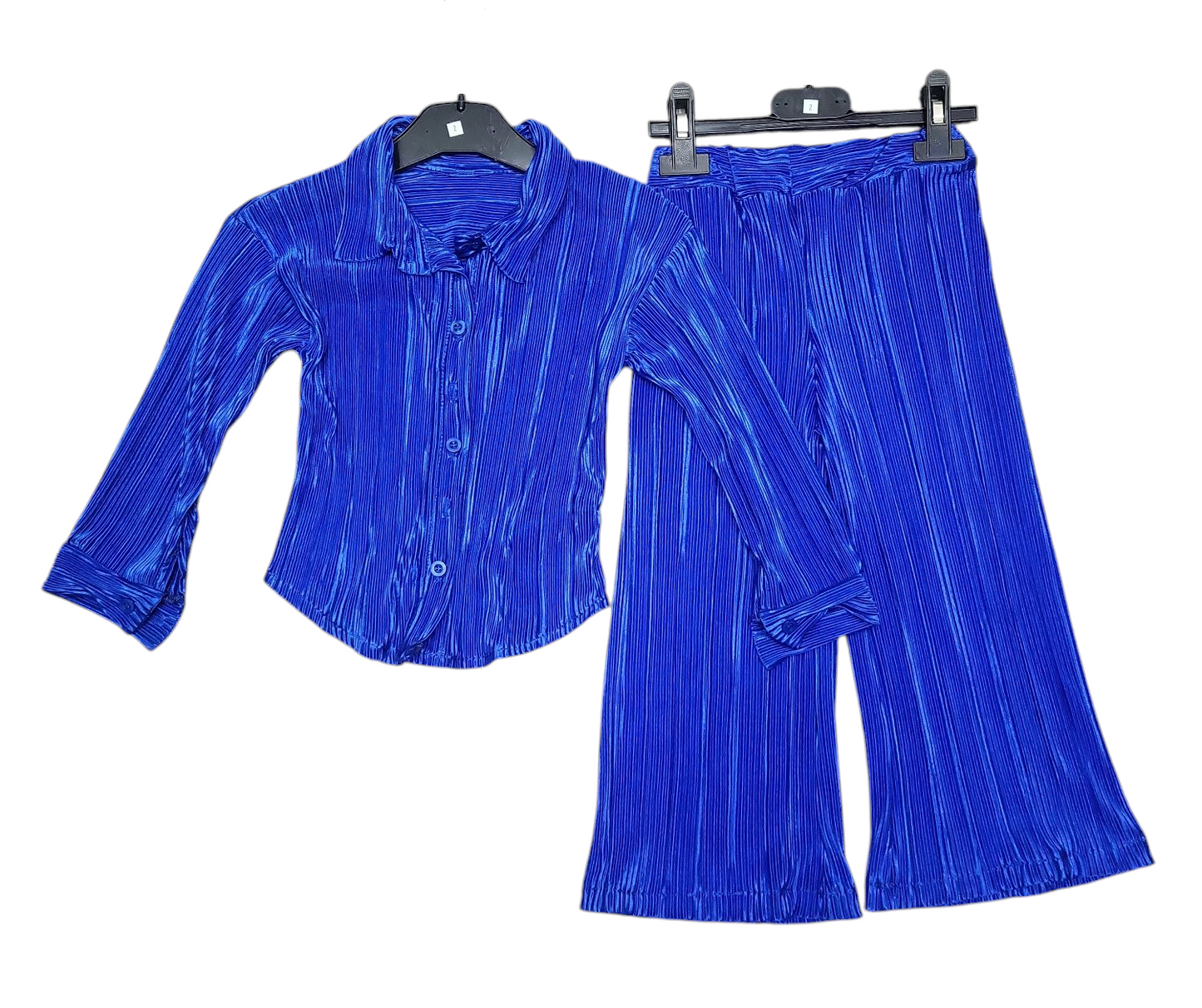 Girls Long Sleeve Blouse & Wide Bottom Trouser Set- Pink or Royal Blue