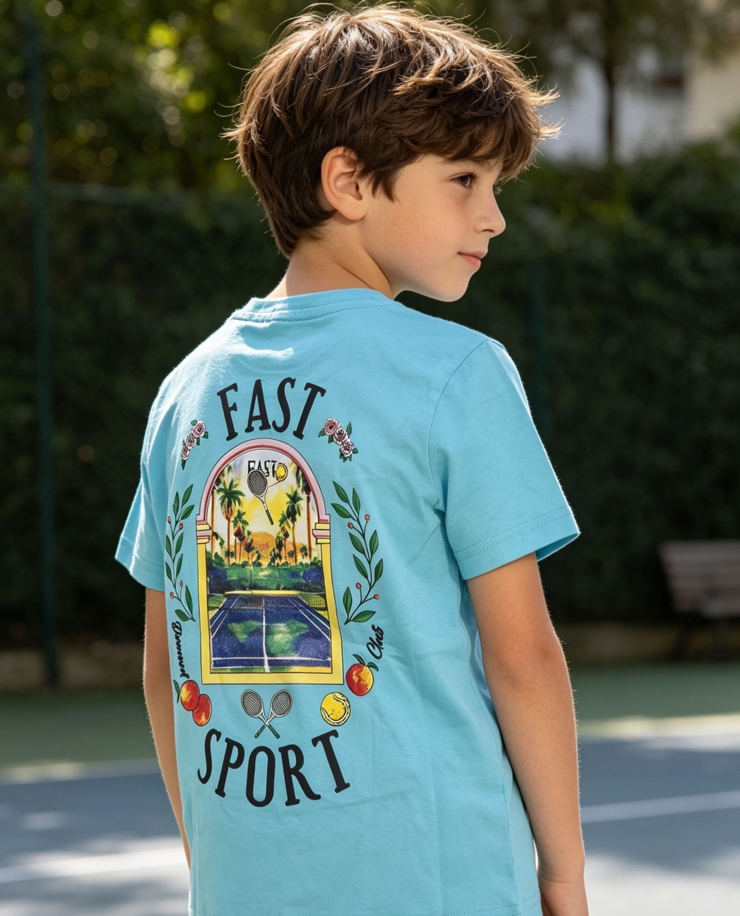 Boys Printed Summer T-Shirt & Shorts Set- Sky Blue.