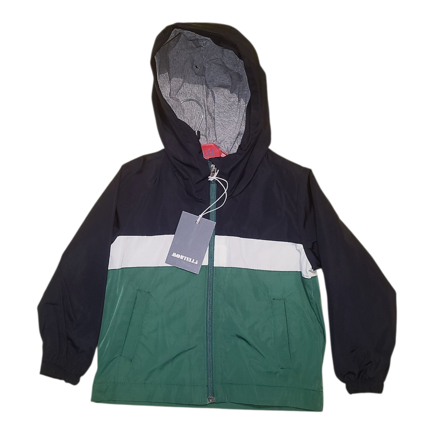 Boys Two Tone Hooded Full Zip Rain Jacket- Two Styles- Ages 1 to 10