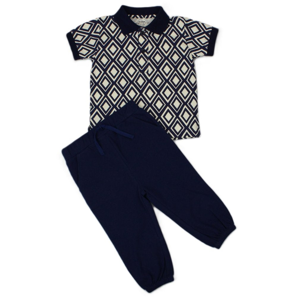 Boys Pique Polo T-Shirt and Jog Pants Outfit Set- Ages 1 to 2 Years