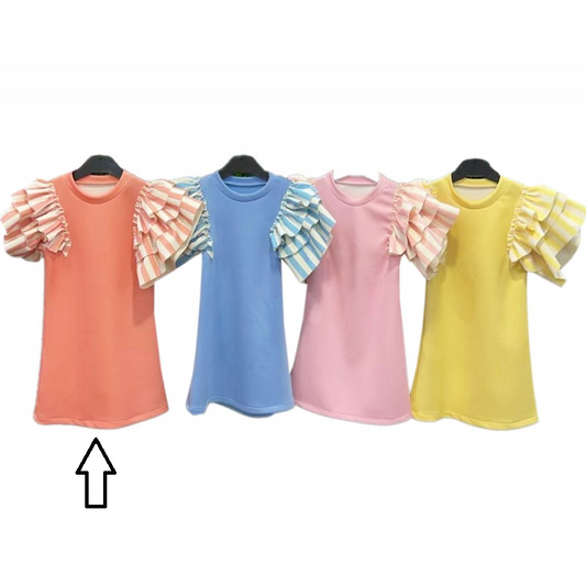 Girls Summer Dress With Ruffle Short Sleeve- Ages 2 to 12 Years