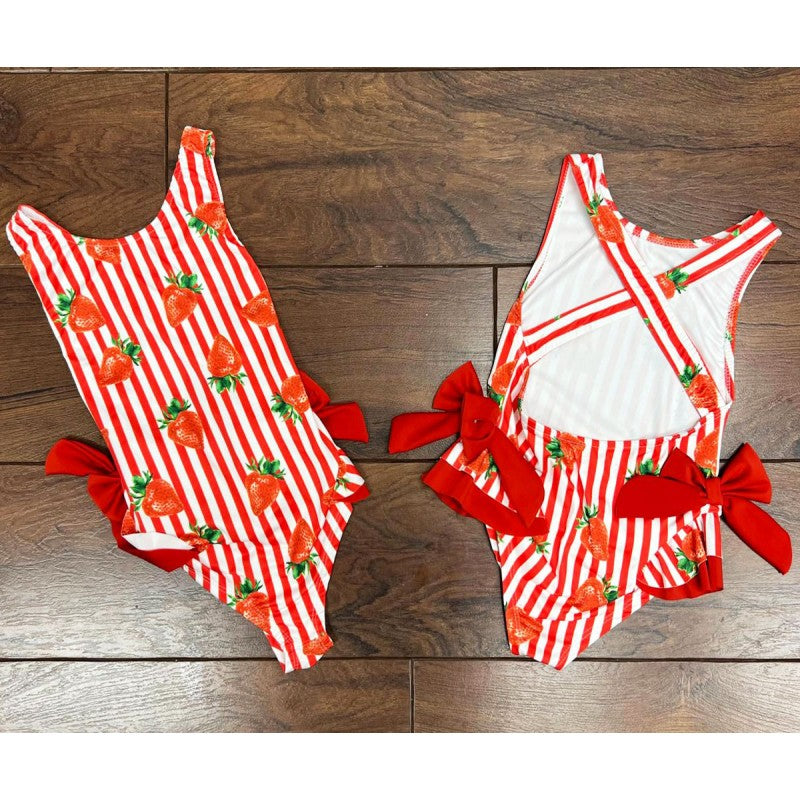 Girls Swimming Costume- Strawberry Print
