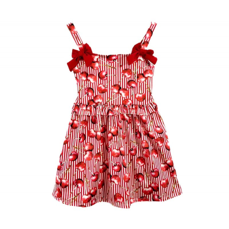 Girls summer dress with cherry print