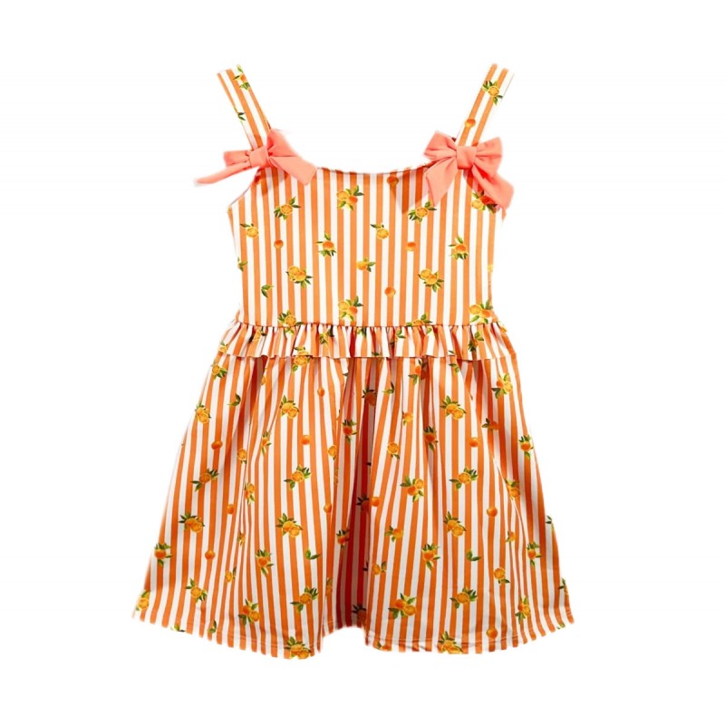 Girls summer dress with orange print