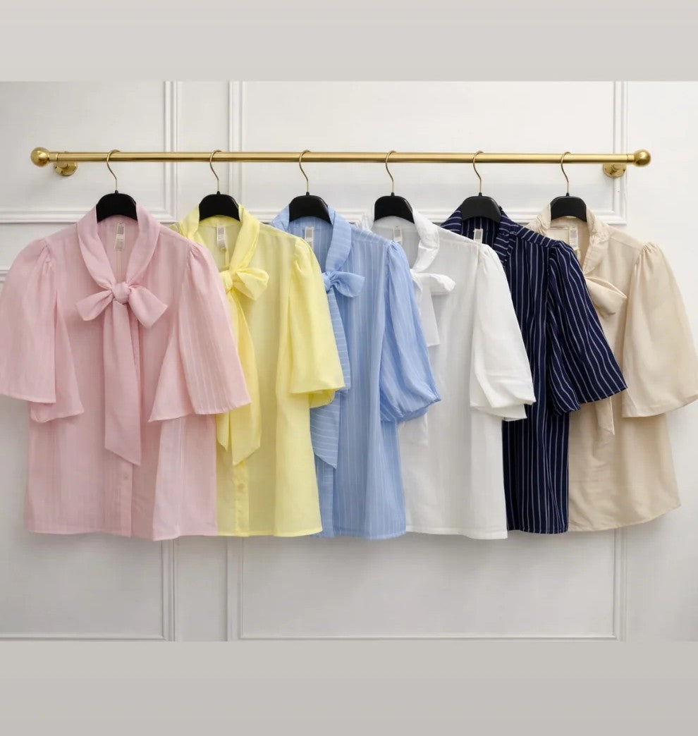 Women's Emily Pinstripe Bow Blouse