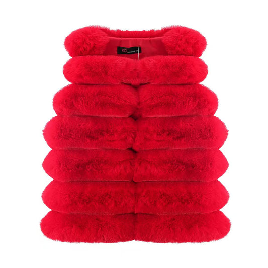 Girls Red Faux Fur Gillet