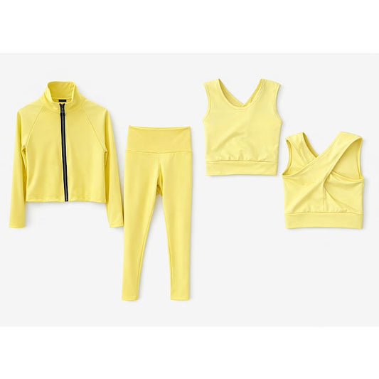 Girls 3pc Gym Set- Includes Vest, Jacket & Trousers yellow
