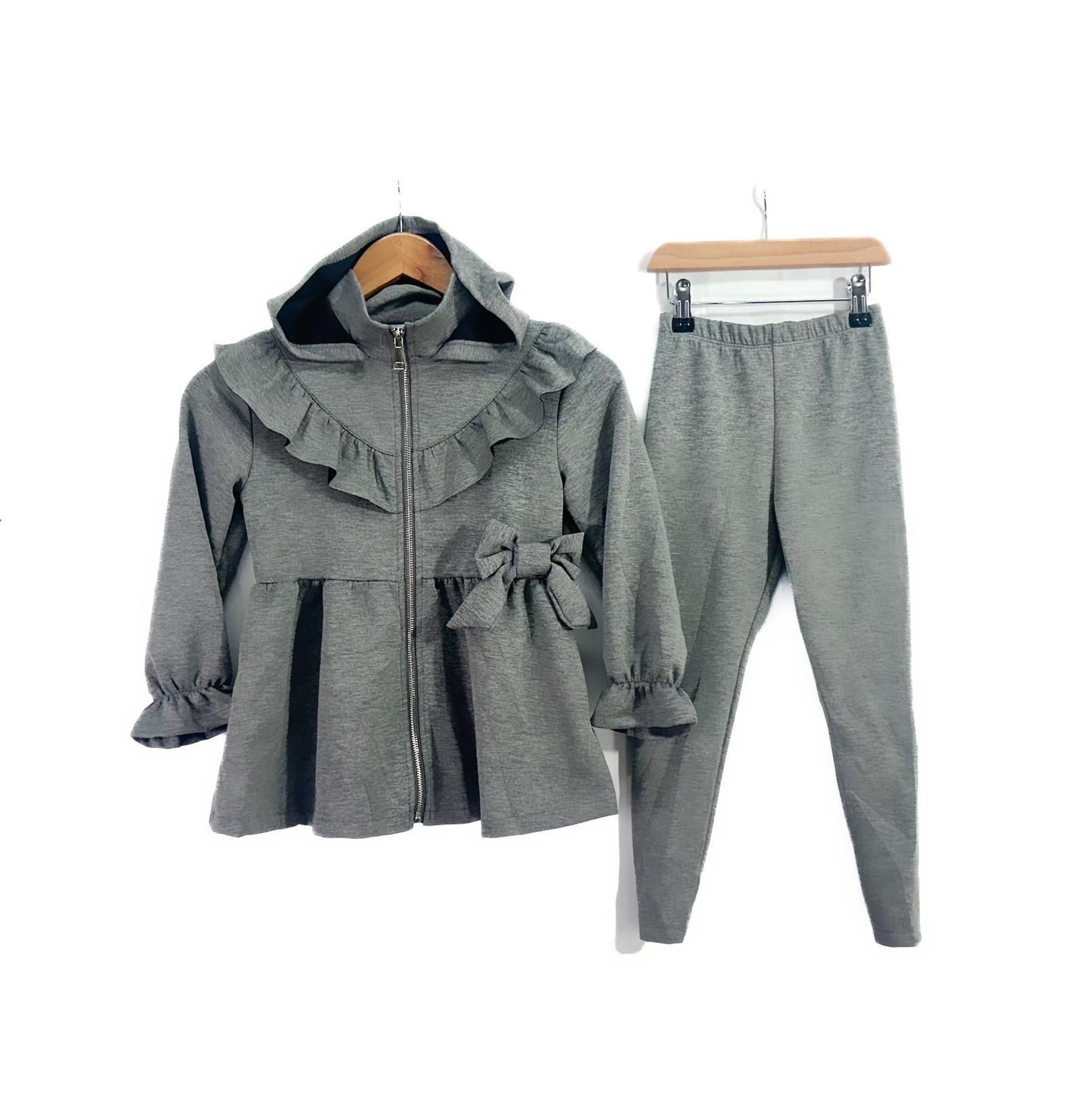 Girls hooded lounge suit grey