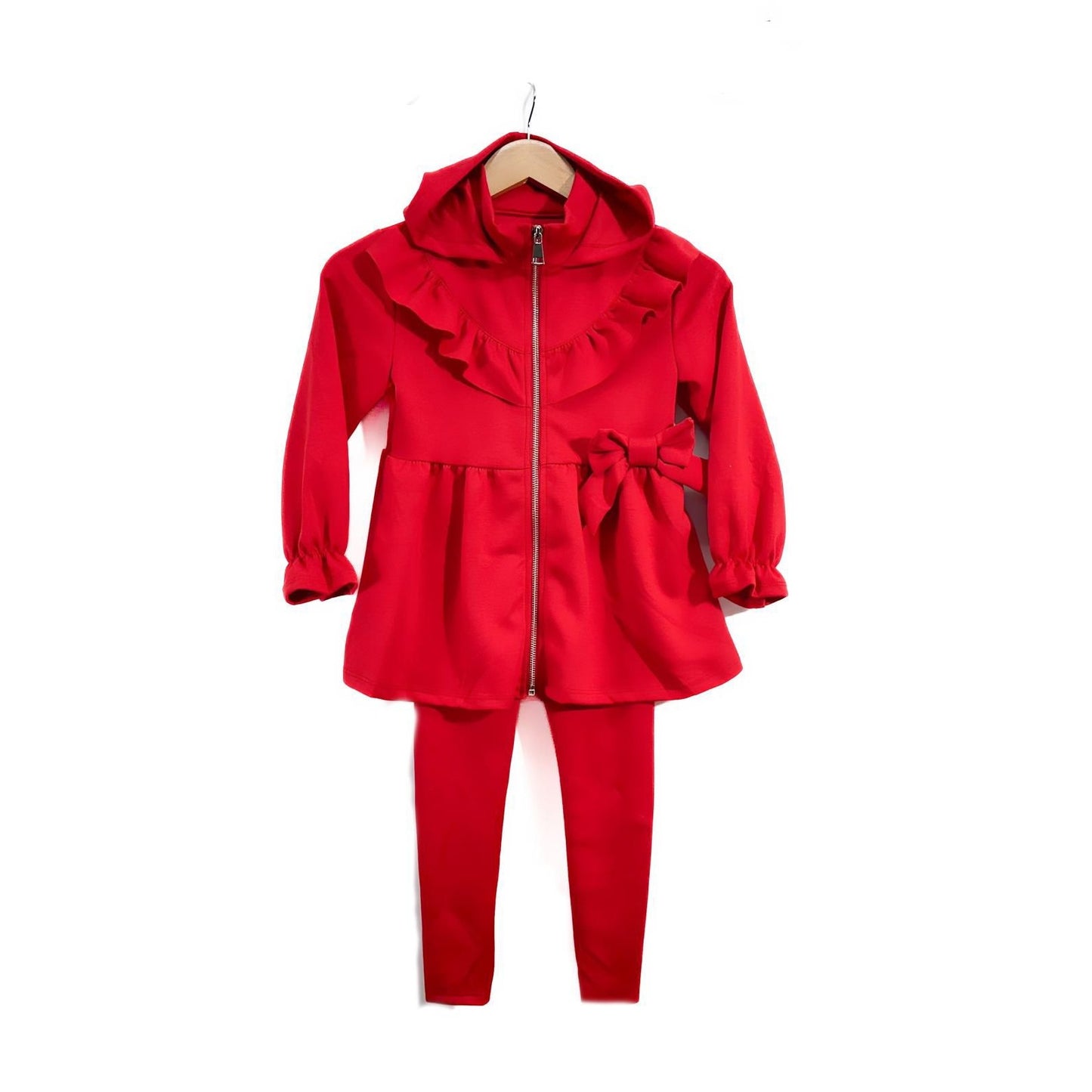 Girls hooded lounge suit red