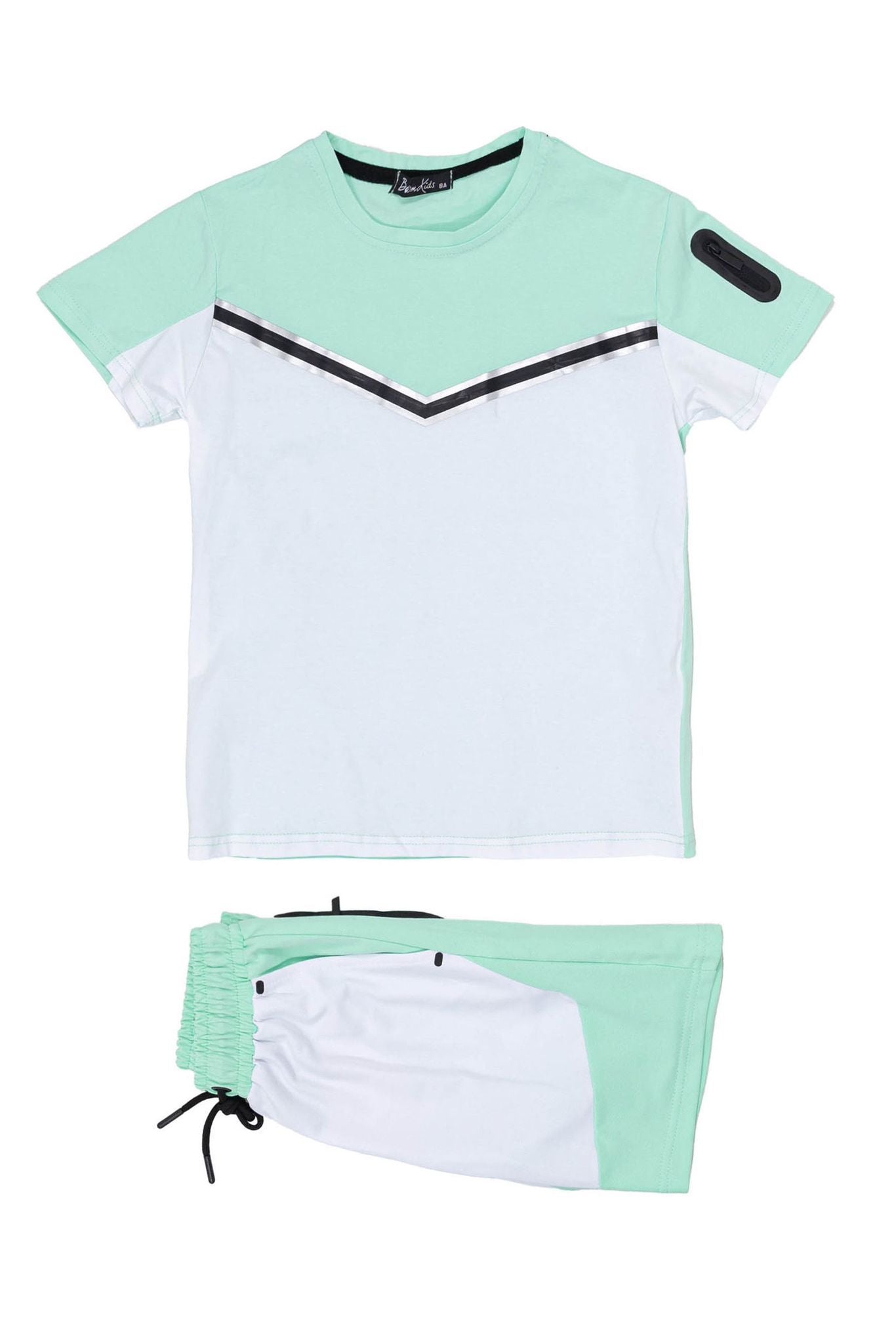 Boys T-Shirt And Shorts Set- Green/White