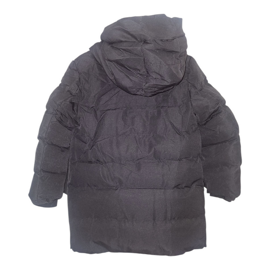 Boy's Long Fur Lined Hooded Jacket- Black- Ages 4 to 14