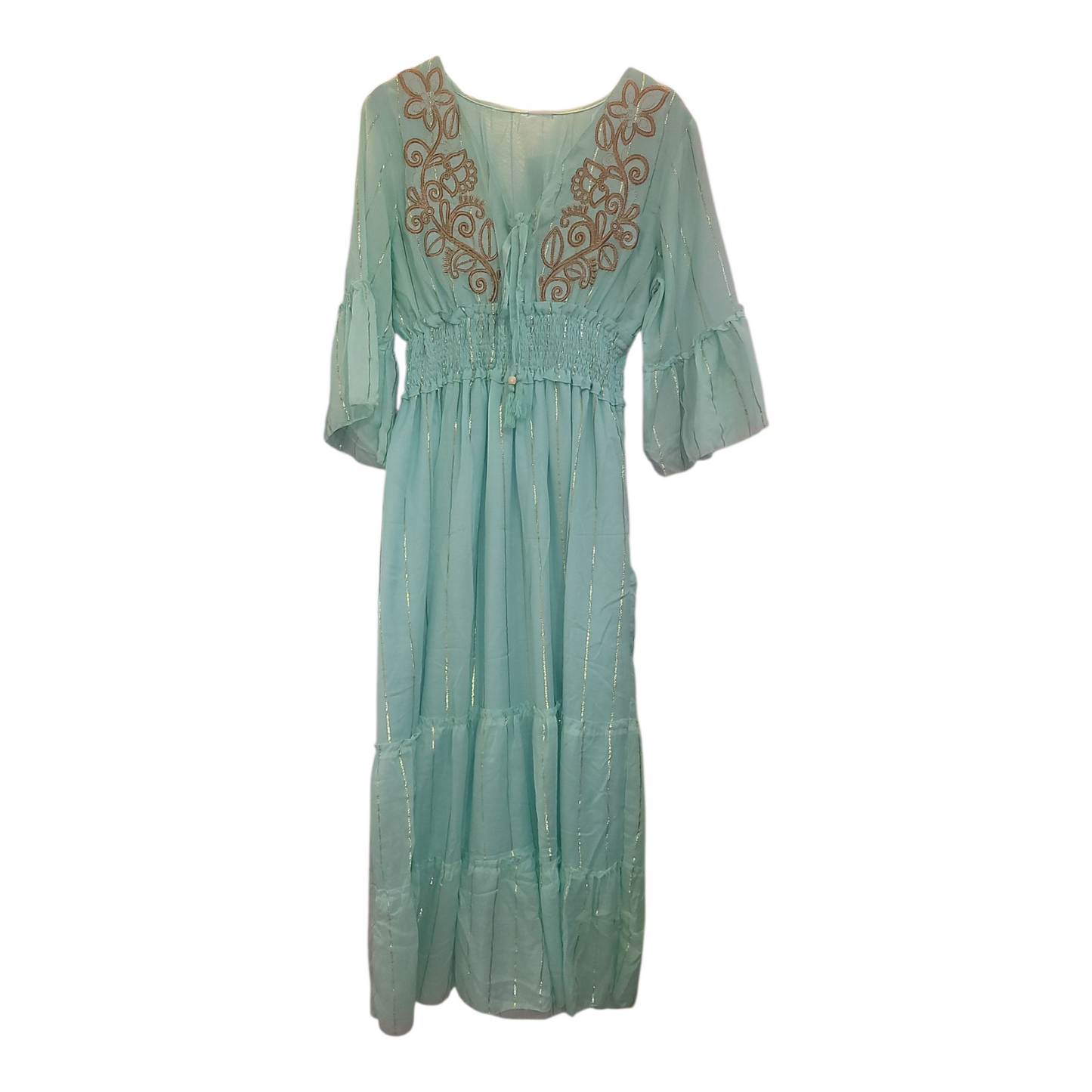 Women's Long Boho Dress- Beige, White, Mint- One Size
