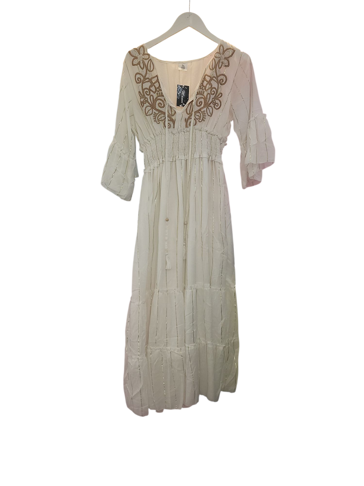 Women's Long Boho Dress- Beige, White, Mint- One Size