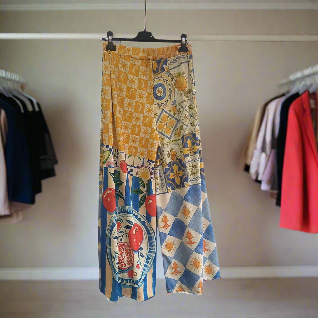 Women's Colourful patterned lurex trousers