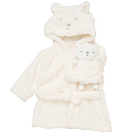 Baby Bath Robe- Bunny or Dog Design- Ivory, Blue or Pink- Age 6 to 9 Months