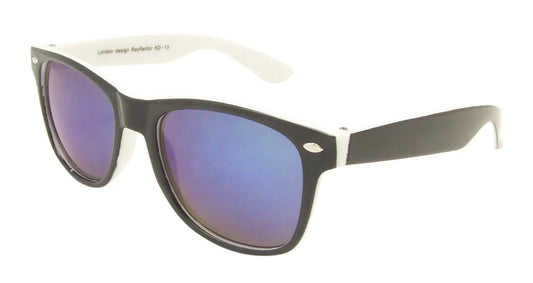 Childrens Wayfarer Style Sunglasses, 2 Tone Coloured Frame- Mirrored Lens- UV400 Protection- Various Colours