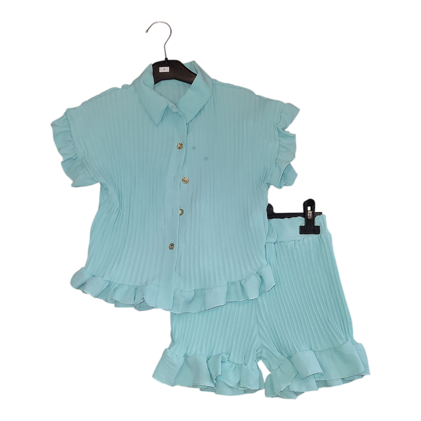 Girls Pleated Shorts Set- 5 Viral Colours- Ages 4 to 14