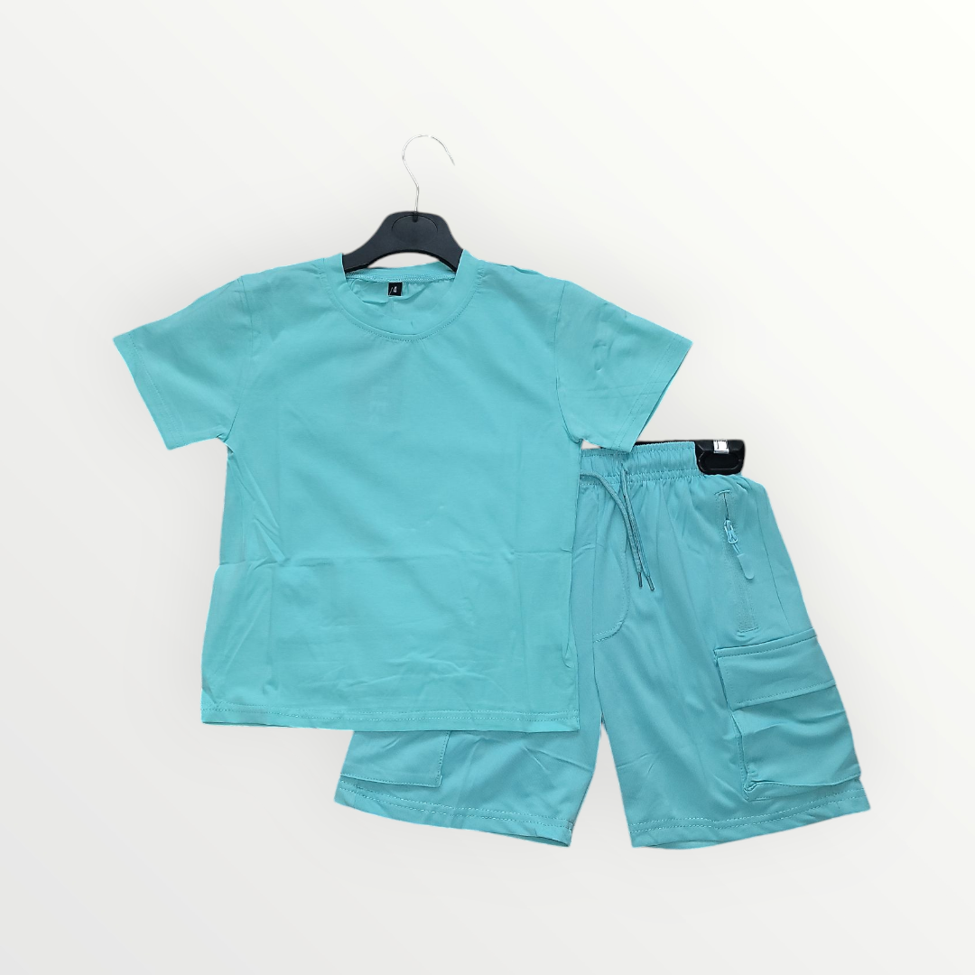 Boy's Cargo Shorts And T-Shirt Set- Various Colours