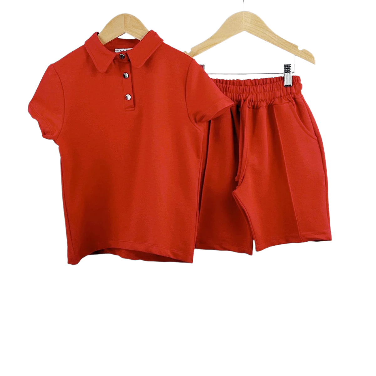 Boys Red Polo Shirt & Piped Shorts Set- Ages 2 to 10