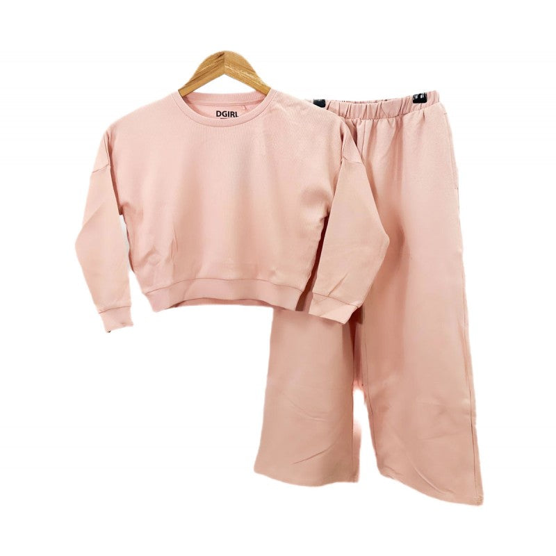 Girls Wide Bottom Trouser Suit- Pink/Sky Blue