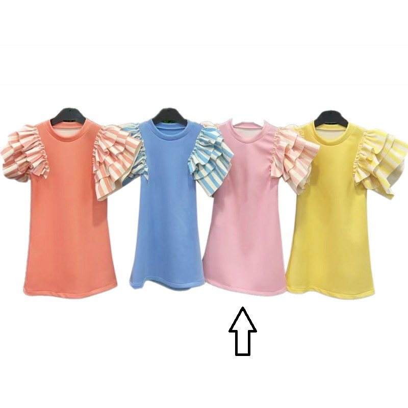 Girls Summer Dress With Ruffle Short Sleeve