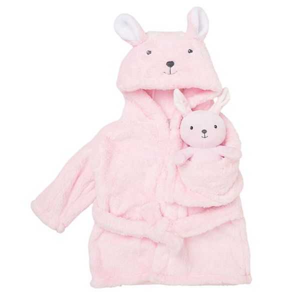 Baby Bath Robe- Bunny or Dog Design- Ivory, Blue or Pink- Age 6 to 9 Months