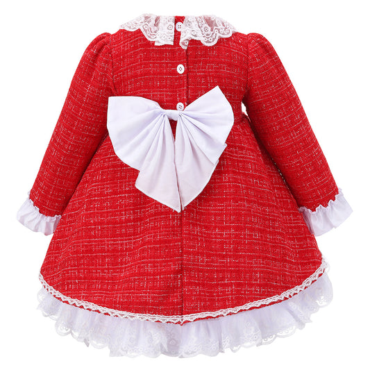 Girls Red Tweed Spanish Dress & Knicker Set- Ages 0-24 Months